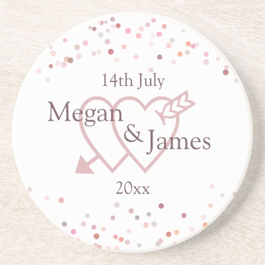 Roze Confetti cirkels Zandsteen Onderzetter (Voorkant)