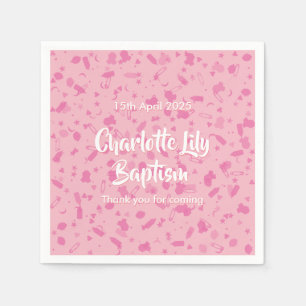 Roze Confetti Doop Feestje Servet