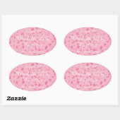 Roze Confetti Doopfeest Favor Ovale Sticker (Vel)