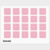 Roze Confetti Doopfeest Favor Vierkante Sticker (Vel)