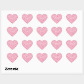 Roze confetti doopfeest uitnodiging cadeautje hart sticker (Vel)