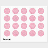 Roze confetti doopsuiker feestje ronde sticker (Vel)