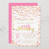 Roze Confetti- en goudolievlek Kaart (Voorkant / Achterkant)