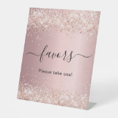 Roze confetti feestartikel reclamebord met voetstuk (Voorkant)