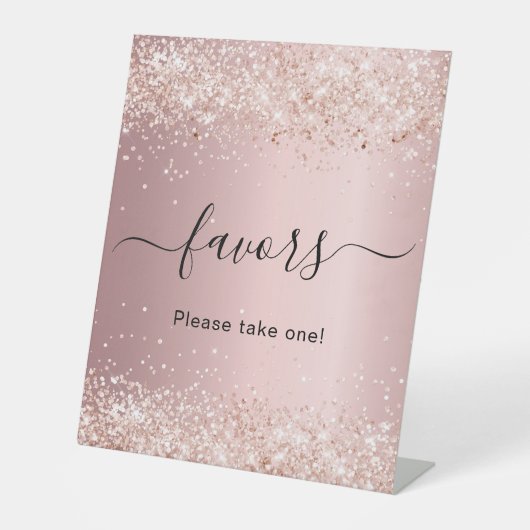 Roze confetti feestartikel reclamebord met voetstuk (Voorkant)