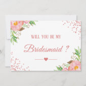Roze Confetti Floral zal je mijn Bridesmaid zijn Kaart (Voorkant)