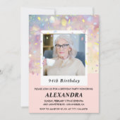 Roze Confetti Foto 94ste verjaardag Kaart (Voorkant)