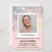 Roze Confetti Foto uitnodigingen 53e verjaardag (Voorkant)