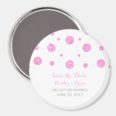 Roze Confetti Glitter sparen de Magnet van de Datu (Voorkant / Achterkant)