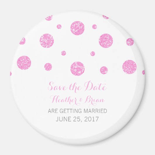 Roze Confetti Glitter sparen de Magnet van de Datu (Voorkant)