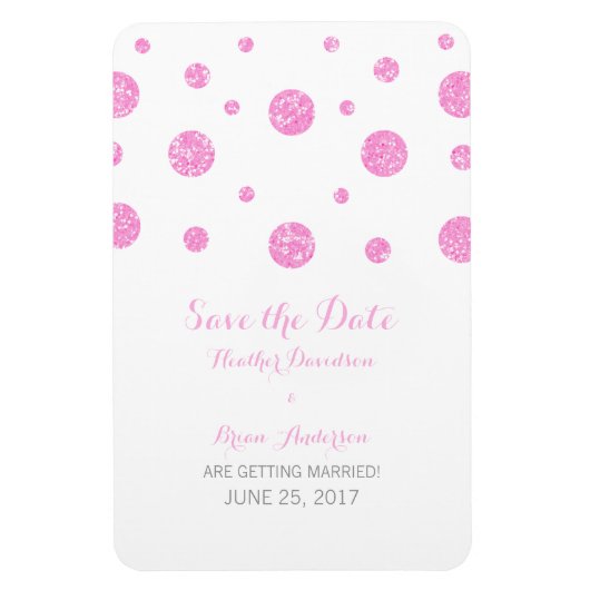 Roze Confetti Glitter sparen de Magnet van de Datu Magneet (Verticaal)