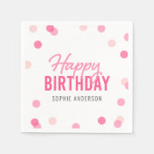 Roze Confetti Happy Birthday Servet (Voorkant)