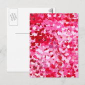 Roze confetti harten briefkaart (Voorkant / Achterkant)