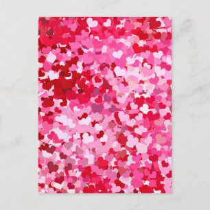 Roze confetti harten briefkaart
