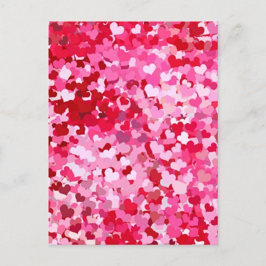 Roze confetti harten briefkaart (Voorkant)