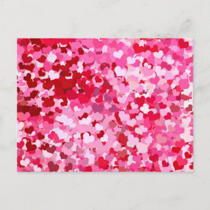 Roze confetti harten briefkaart