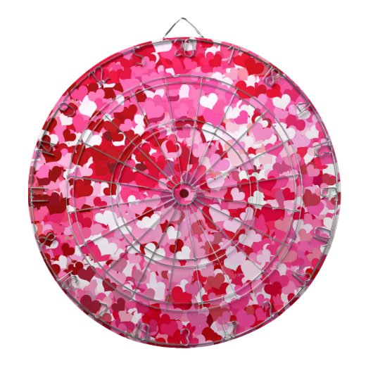 Roze confetti harten dartbord (Voorkant)