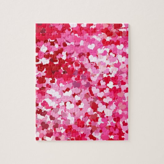 Roze confetti harten legpuzzel (Verticaal)