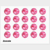 Roze confetti harten ronde sticker (Vel)