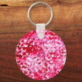 Roze confetti harten sleutelhanger (Voorkant)