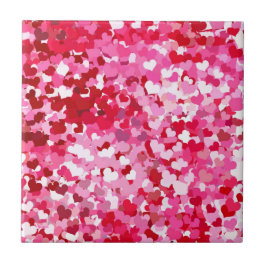 Roze confetti harten tegeltje