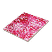 Roze confetti harten tegeltje (Zijkant)