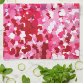 Roze confetti harten theedoek (Gevouwen)
