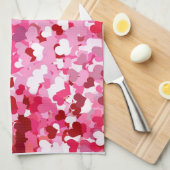 Roze confetti harten theedoek (Quarter Fold)