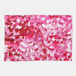 Roze confetti harten theedoek