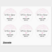 Roze Confetti Heart Let Love Groei Ronde Sticker (Vel)