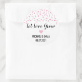 Roze Confetti Heart Let Love Groei Ronde Sticker (Tas)