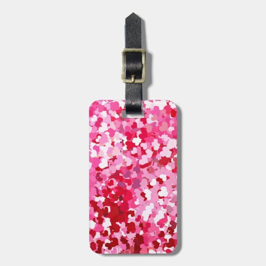Roze Confetti Hearts Bagagelabel (Voorkant verticaal)