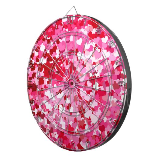 Roze Confetti Hearts Dartbord (Voorkant Rechts)
