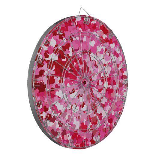 Roze Confetti Hearts Dartbord (Voorkant Links)