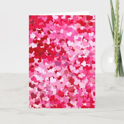 Roze Confetti Hearts Feestdagen Kaart (Voorkant)