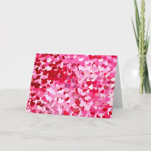 Roze Confetti Hearts Feestdagen Kaart (Voorkant)