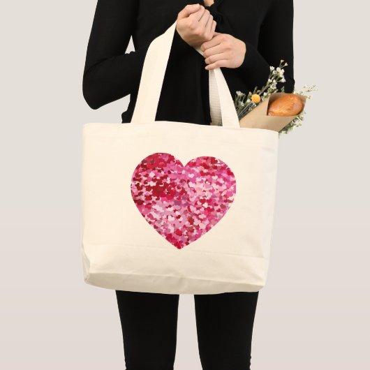 Roze Confetti Hearts Grote Tote Bag (Voorkant (product))