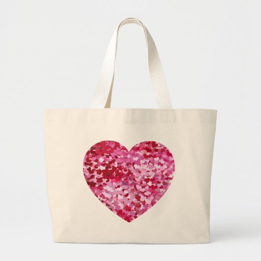 Roze Confetti Hearts Grote Tote Bag (Voorkant)
