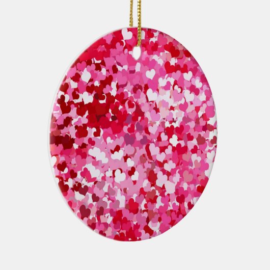 Roze Confetti Hearts Keramisch Ornament (Rechts)