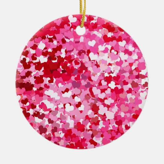 Roze Confetti Hearts Keramisch Ornament (Voorkant)