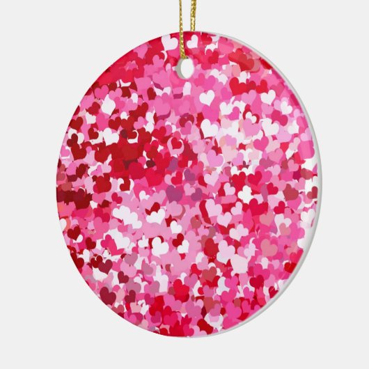 Roze Confetti Hearts Keramisch Ornament (Links)