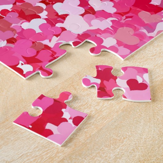 Roze Confetti Hearts Legpuzzel (Zijkant)