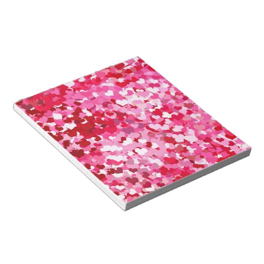 Roze Confetti Hearts Notitieblok (Schuin)