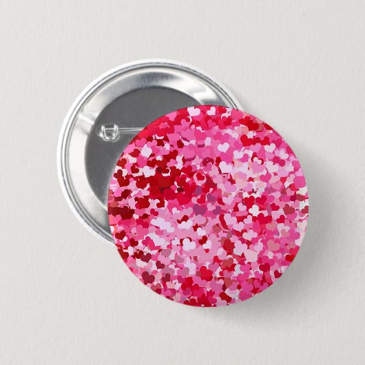 Roze Confetti Hearts Ronde Button 5,7 Cm (Voorkant /achterkant)