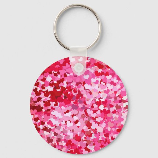 Roze Confetti Hearts Sleutelhanger (Voorkant)