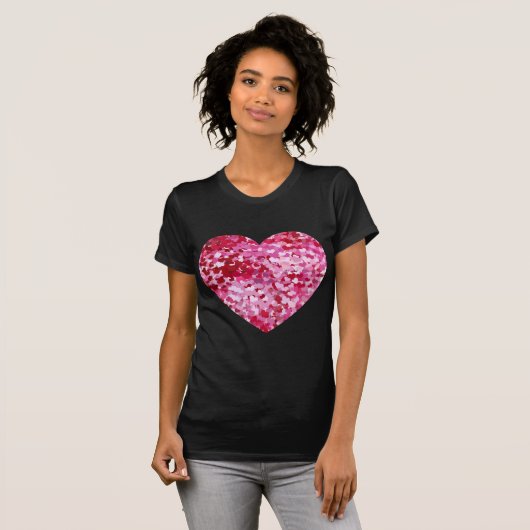 Roze Confetti Hearts T-shirt (Voorkant volledig)