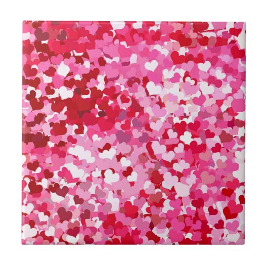 Roze Confetti Hearts Tegeltje (Voorkant)