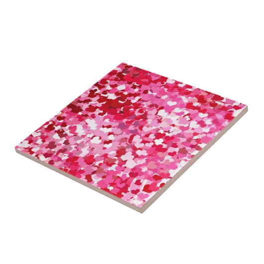 Roze Confetti Hearts Tegeltje (Zijkant)