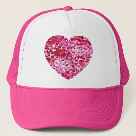 Roze Confetti Hearts Trucker Pet (Voorkant)