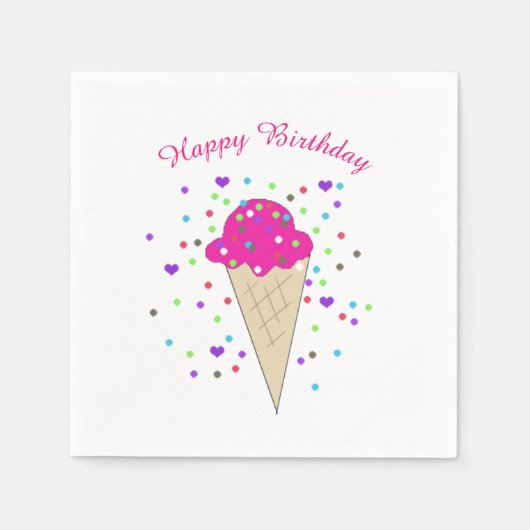 Roze Confetti Ijs Servetten (Voorkant)